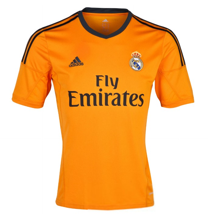 13-14 Real Madrid #12 MARCELO Away Orange Soccer Jersey Shirt - Click Image to Close